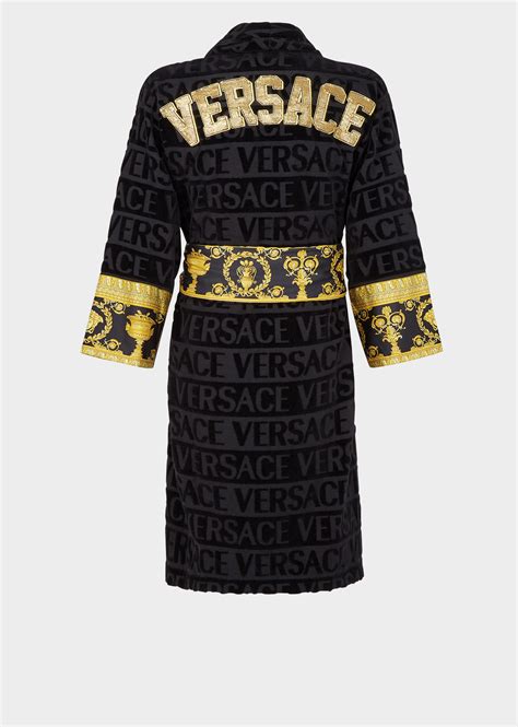 versace embroidered logo baroque bathrobe.